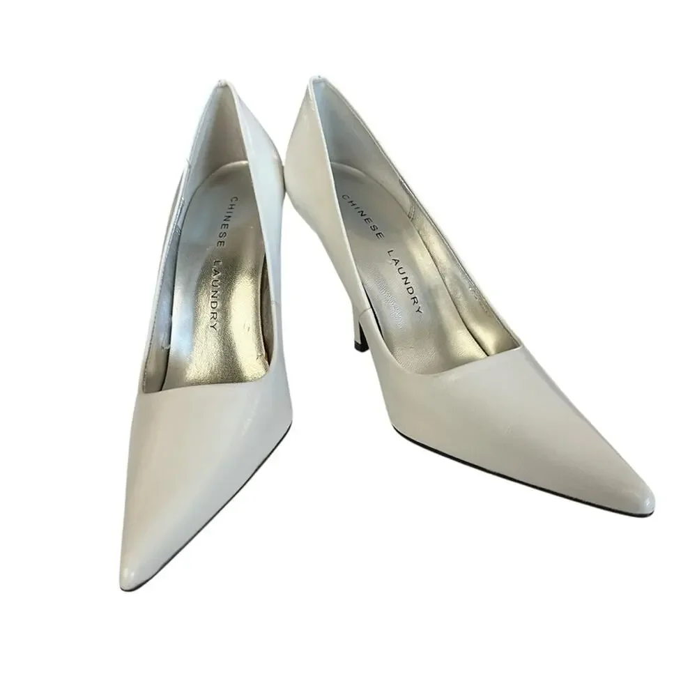 Chinese Laundry‎ Spicy Women's White leather Heels size 6.5 - Picture 4 of 11